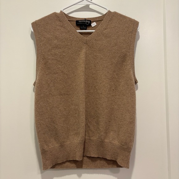 Country Shop Cashmeres Other - Country Shop Cashmeres Mens XL Camel Tan 100% Cashmere V-Neck Sweater Vest‎